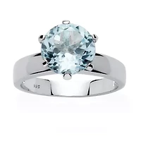 Womens Genuine Blue Topaz Sterling Silver Cocktail Ring