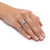 Womens Genuine Blue Topaz Sterling Silver Cocktail Ring