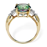 Womens Diamond Accent Genuine Mystic Fire Topaz 18K Gold Over Silver Cocktail Ring
