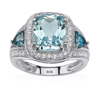 Womens Genuine Blue Topaz Cocktail Ring