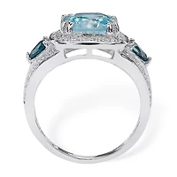 Womens Genuine Blue Topaz Cocktail Ring