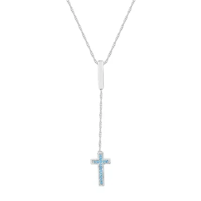 Womens Blue Topaz Sterling Silver 18 Inch Y Necklace