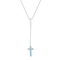 Womens Blue Topaz Sterling Silver 18 Inch Y Necklace