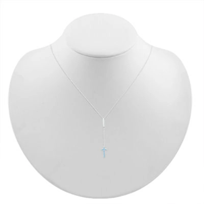 Womens Blue Topaz Sterling Silver 18 Inch Y Necklace