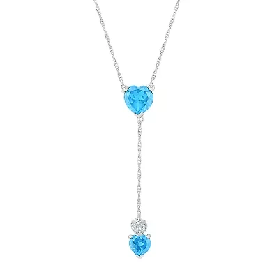 Womens Blue Topaz Sterling Silver 18 Inch Y Necklace
