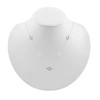 Womens Genuine Purple Amethyst Sterling Silver Diamond 18 Inch Pendant Necklace