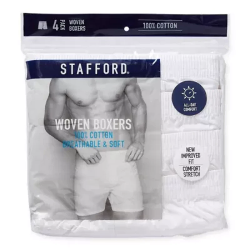 Stafford Woven Mens 4 Pack Boxers 302600
