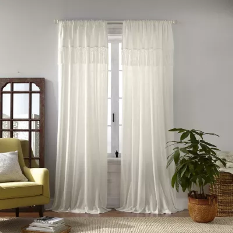 Elrene Home Fashions Calypso Rod Pocket Light-Filtering Single Curtain Panel