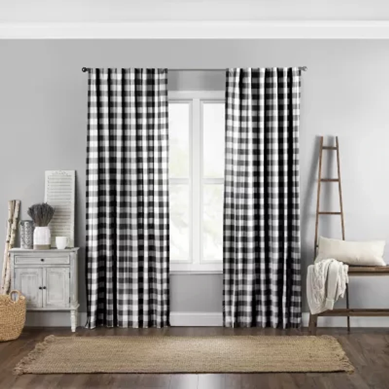 Elrene Home Fashions Farmhouse Living Buffalo Check Rod Pocket Back Tab Light-Filtering Single Curtain Panel