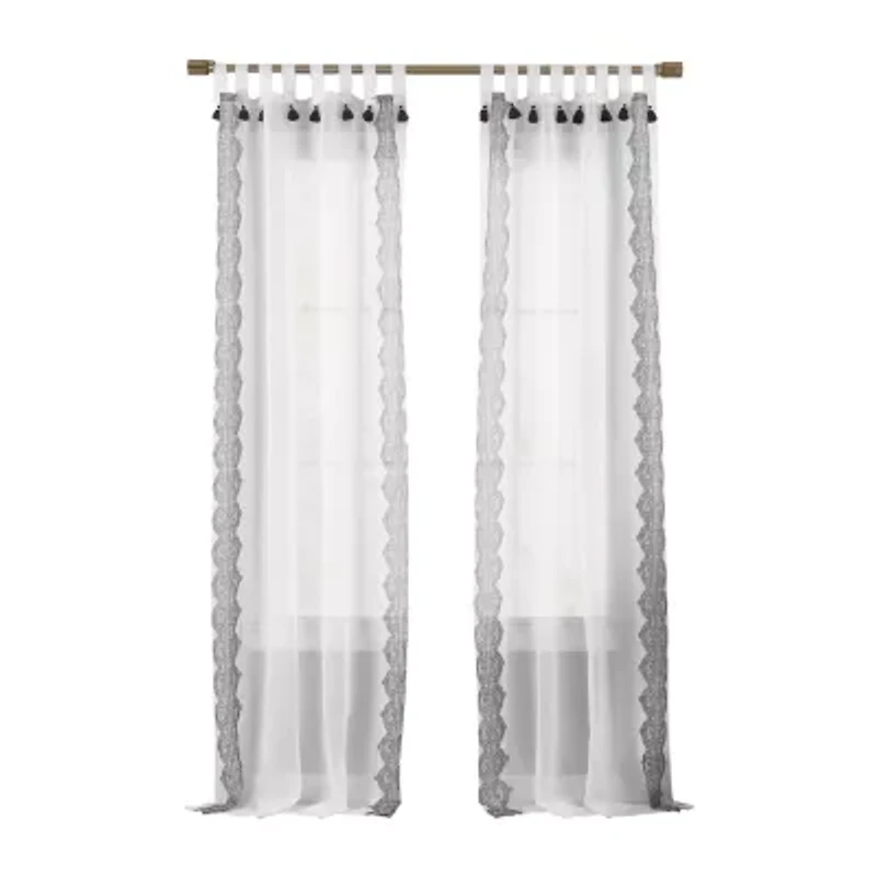 Elrene Home Fashions Shilo Tab Top Sheer Single Curtain Panel