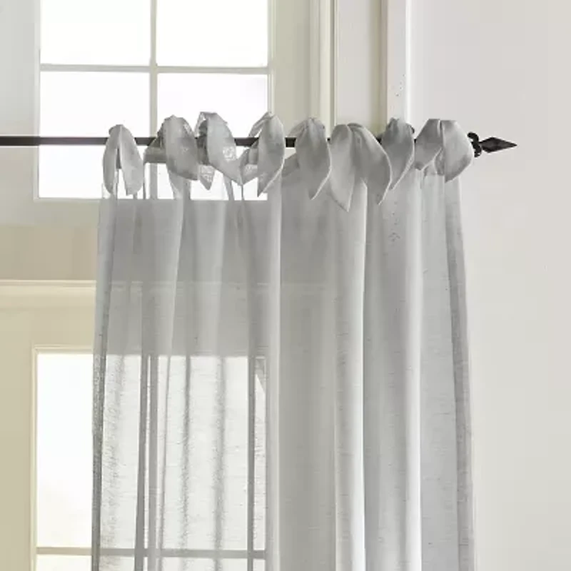 Elrene Home Fashions Vienna Tie Top Sheer Single Curtain Panel