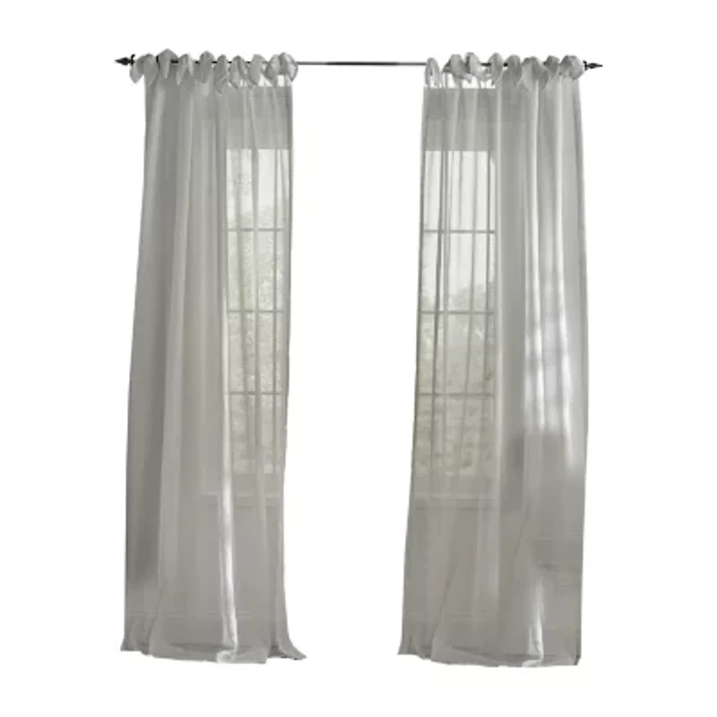 Elrene Home Fashions Vienna Tie Top Sheer Single Curtain Panel