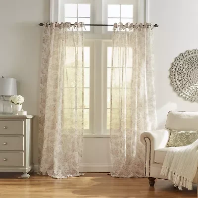 Elrene Home Fashions Westport Tie Top Sheer Single Curtain Panel