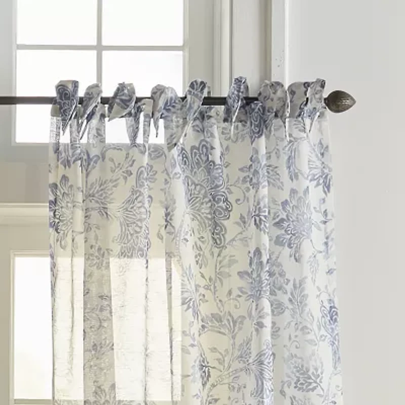 Elrene Home Fashions Westport Tie Top Sheer Single Curtain Panel