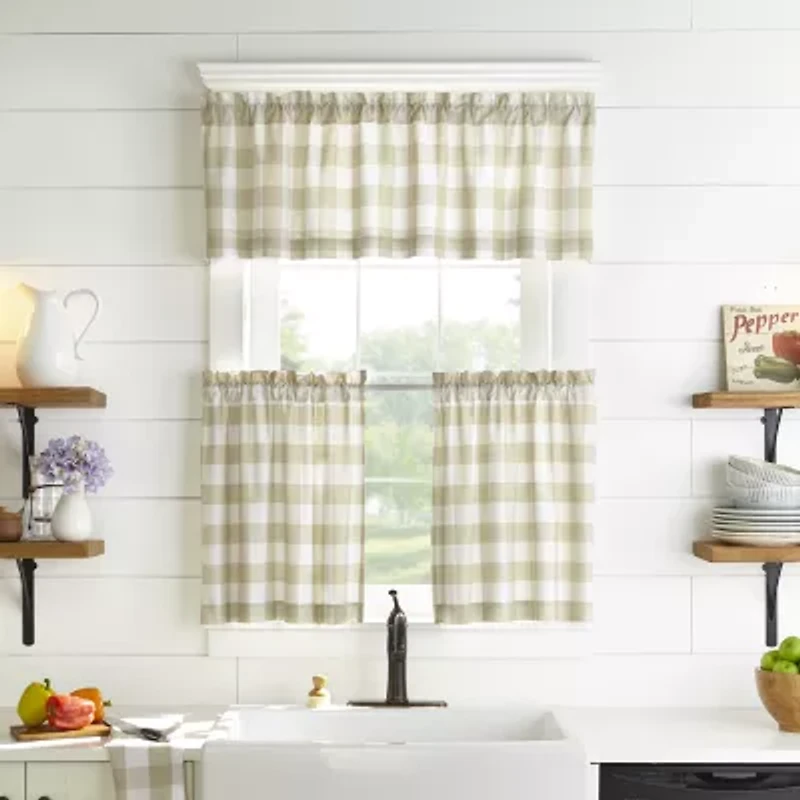 Elrene Home Fashions Farmhouse Living Buffalo Check 2-pc. Rod Pocket Window Tier