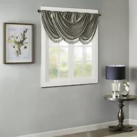 Madison Park Juline Faux Silk 38"W X 46"L Rod Pocket Waterfall Valance