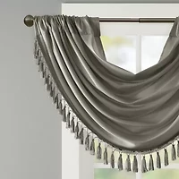 Madison Park Juline Faux Silk 38"W X 46"L Rod Pocket Waterfall Valance