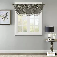 Madison Park Juline Faux Silk 38"W X 46"L Rod Pocket Waterfall Valance