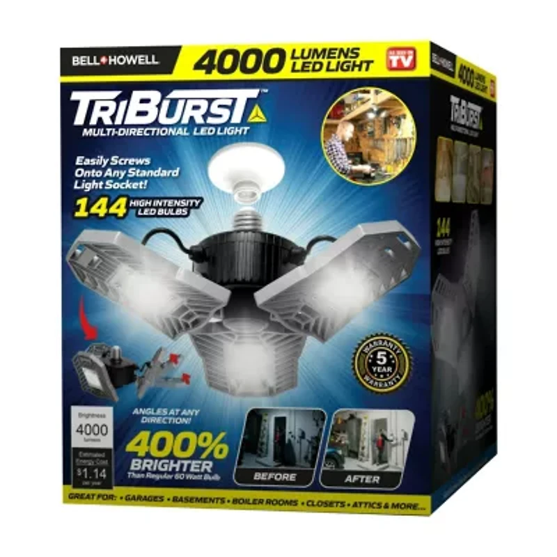 Bell + Howell Triburst Multi-Directional High Intensity Lighting for Indoor and Outdoor, Shop, Ceiling, and Garage Lighting