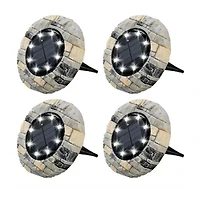 Bell + Howell Solar Powered Slate Outdoor Disk Lights with 8 LED - 4 Pack