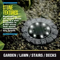 Bell + Howell Solar Powered Slate Outdoor Disk Lights with 8 LED - 4 Pack