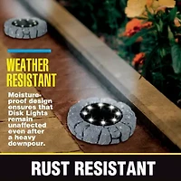 Bell + Howell Solar Powered Slate Outdoor Disk Lights with 8 LED - 4 Pack
