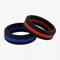 "Thin Blue Line" Mens 8MM Silicone Wedding Band