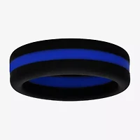 "Thin Blue Line" Mens 8MM Silicone Wedding Band