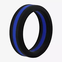 "Thin Blue Line" Mens 8MM Silicone Wedding Band