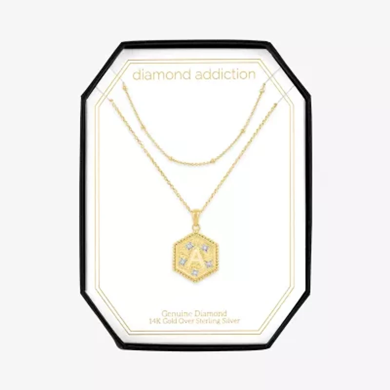 Intial "A" Womens Diamond Accent Natural White 2-pc. Necklace Set