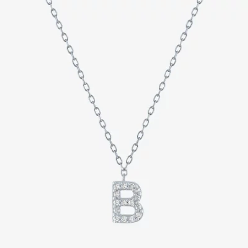 Lab-Grown (G-H / SI2-I1) Diamond Accent Initial Pendant Sterling Silver