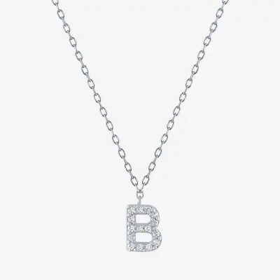Lab-Grown (G-H / SI2-I1) Diamond Accent Initial Pendant Sterling Silver