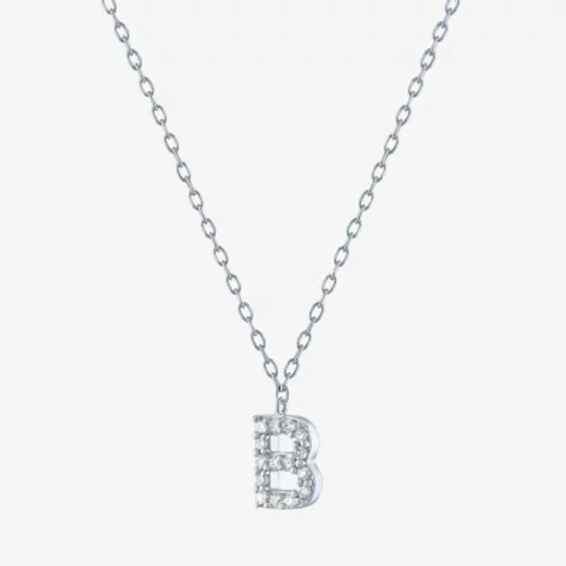 Lab-Grown (G-H / SI2-I1) Diamond Accent Initial Pendant Sterling Silver