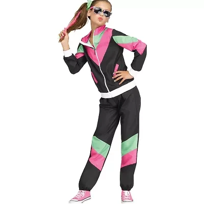 Little & Big Kid Girls 80s Track Suit Costume