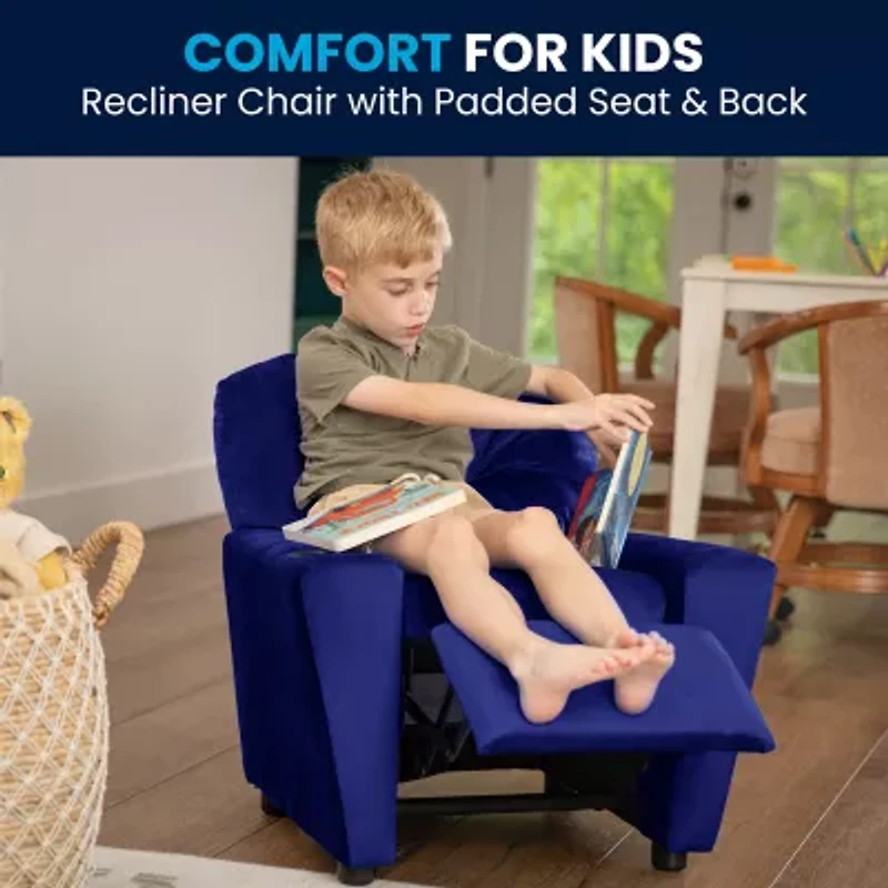Chandler Plush Recliner with Cup Holder for Kids