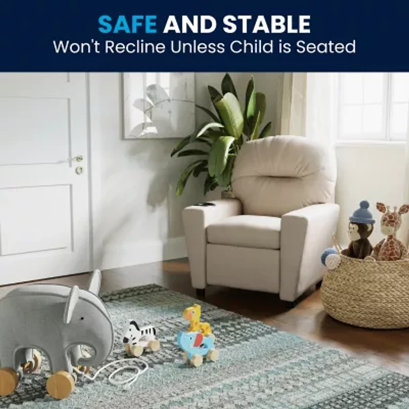 Chandler Plush Recliner with Cup Holder for Kids