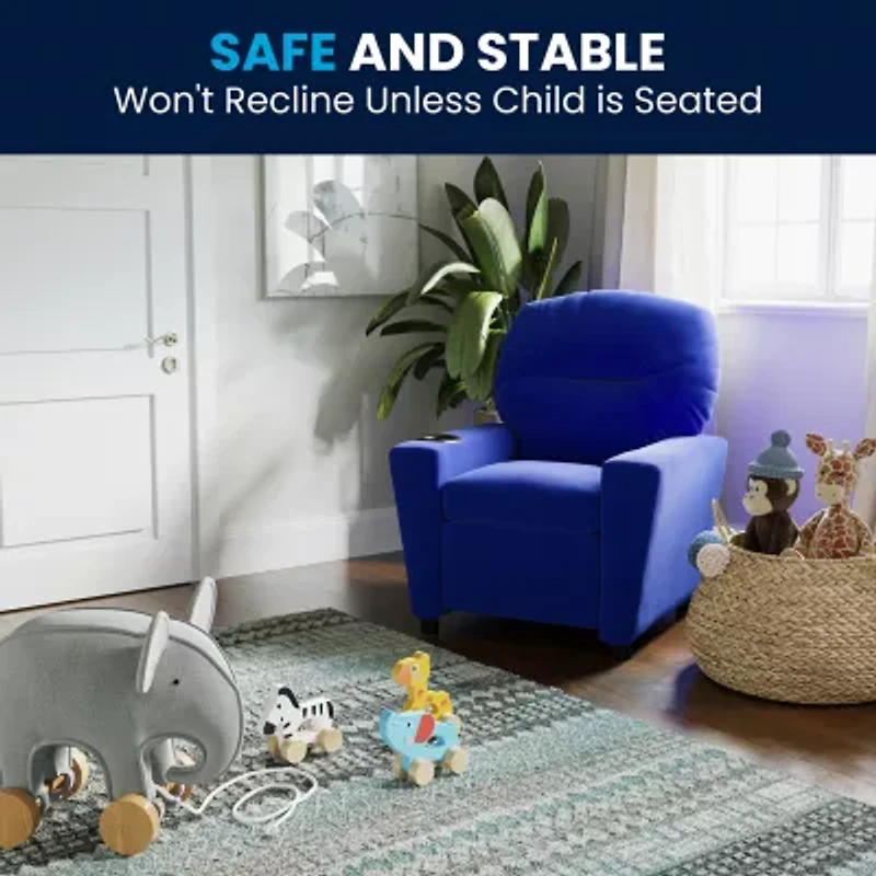 Chandler Plush Recliner with Cup Holder for Kids