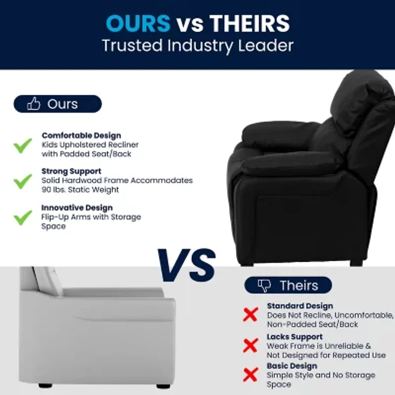 Charlie Padded Arm Recliner for Kids