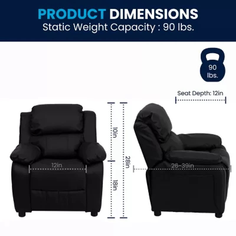 Charlie Padded Arm Recliner for Kids