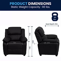 Charlie Padded Arm Recliner for Kids