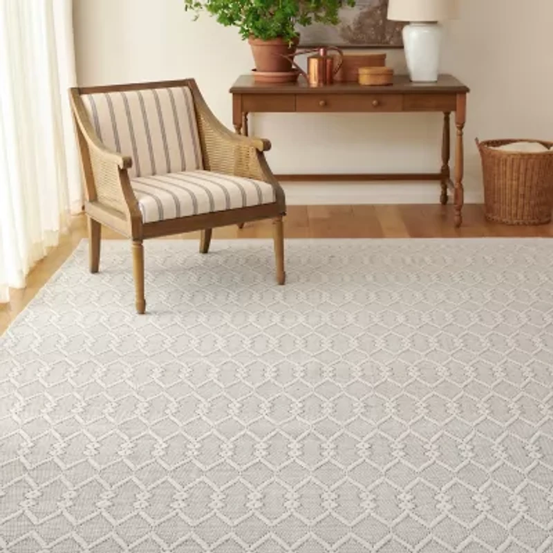 Martha Stewart Aria Bordered Loomed 6' X 6' Indoor Square Area Rug