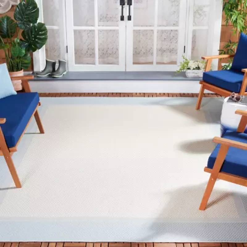 Martha Stewart Zia Bordered Washable Outdoor Rectangular Area Rug