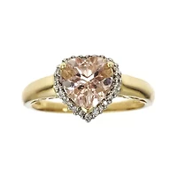 LIMITED QUANTITIES! Heart-Shaped Genuine Morganite and 1/10 CT. T.W. Diamond Ring