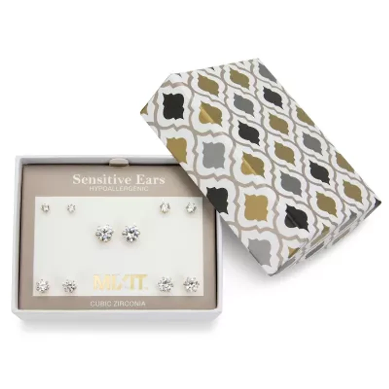 Mixit Womens Cubic Zirconia Hypoallergenic 5 Pair Earring Set
