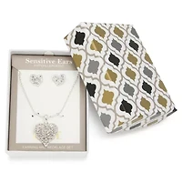 Mixit Womens Crystal Heart Hypoallergenic 2-pc. Jewelry Set