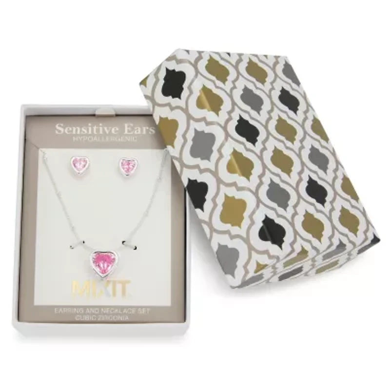 Mixit Womens Purple Cubic Zirconia Heart Hypoallergenic 2-pc. Jewelry Set