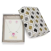 Mixit Womens Purple Cubic Zirconia Heart Hypoallergenic 2-pc. Jewelry Set
