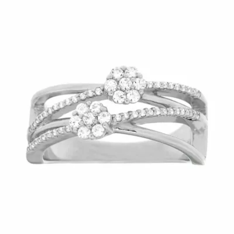 Diamond Blossom Womens 1/3 CT. T.W. Genuine White Diamond Sterling Silver Cocktail Ring