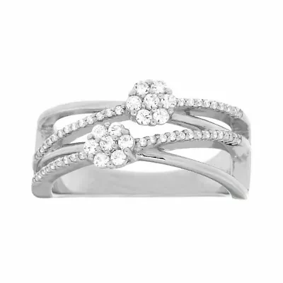 Diamond Blossom Womens 1/3 CT. T.W. Genuine White Diamond Sterling Silver Cocktail Ring