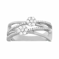 Diamond Blossom Womens 1/3 CT. T.W. Genuine White Diamond Sterling Silver Cocktail Ring